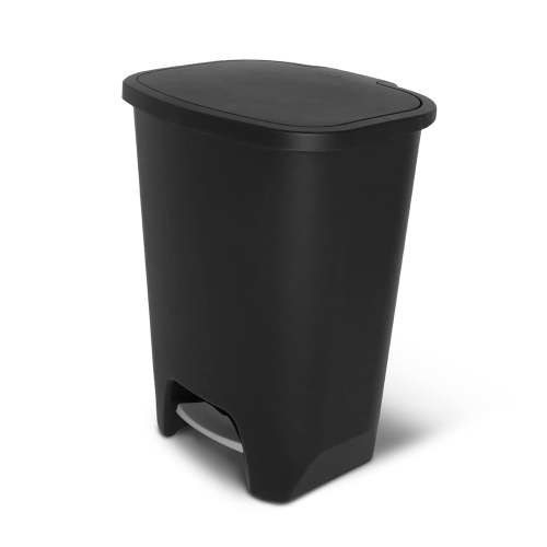 Glad Kitchen Trash Can, 20 Gallon Plastic Step Garbage Bin with Lid, Black