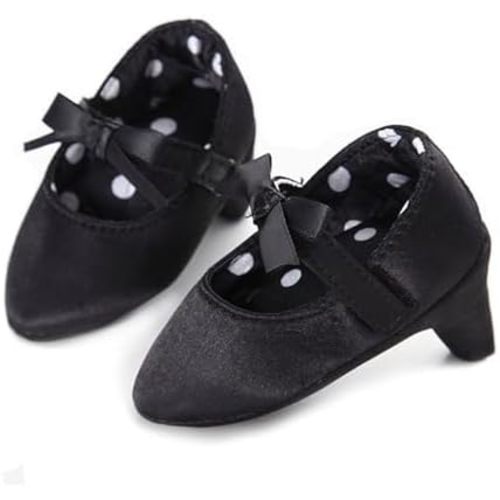 Newborn Baby Girls Princess Shoes Bowknot Soft Sole Crib Shoes with High Heels First Walkers