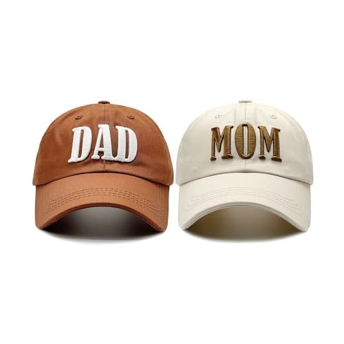 LIRUHOXA Mom and Dad 2027 Hats, Baseball Caps for Couples New Parents Gifts | Pregnancy Announcement Gifts for New Parents, 2 Pack Adjustable Cotton Embroidered Dad Mom Hat