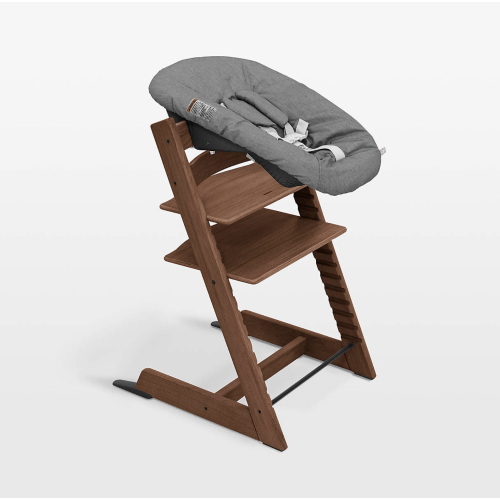 Stokke ® Tripp Trapp ® Warm Oak Wood and Athracite Grey Baby High Chair and Newborn Set