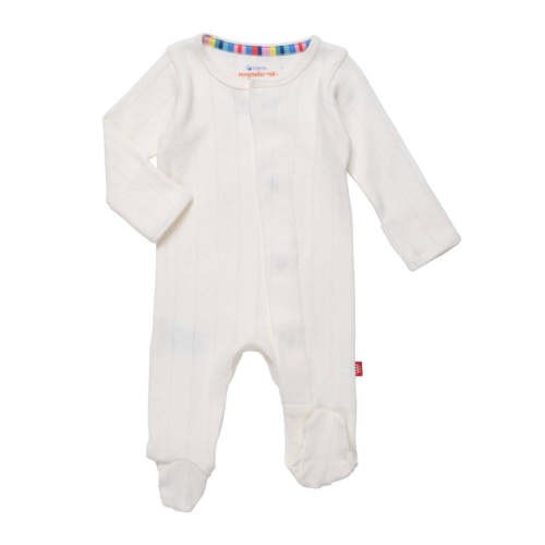 Magnetic Me Love Lines Tofu Organic Cotton Pointelle Magnetic Parent Favorite Footie Newborn in Tofu