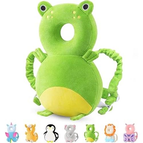 JunNeng Baby Head Protector Backpack, Toddler Walking Fall Head Protection, Green Frog