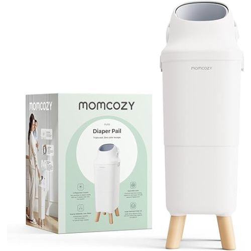 Momcozy Large Capacity Baby Diaper Pail with Innovative Triple-Seal Odor Locking, Diaper Trash Can with Wide Opening, Built-in Child Lock, Ergonomic Height Design