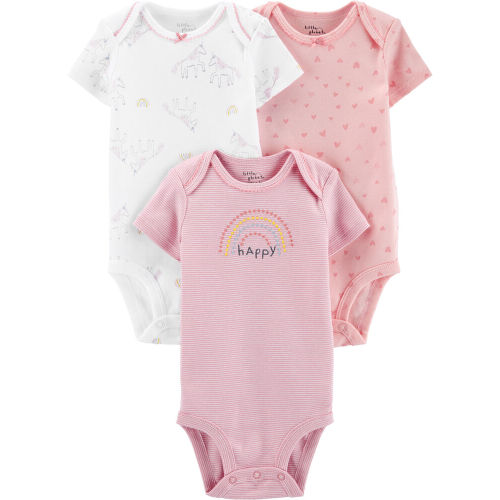 3-Pack Certified Organic Original Bodysuits - Pink