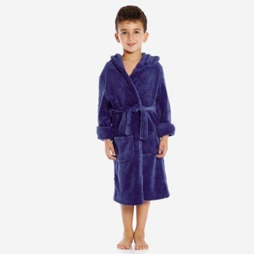 Leveret Kids Fleece Hooded Robe Royal Blue 5 Year