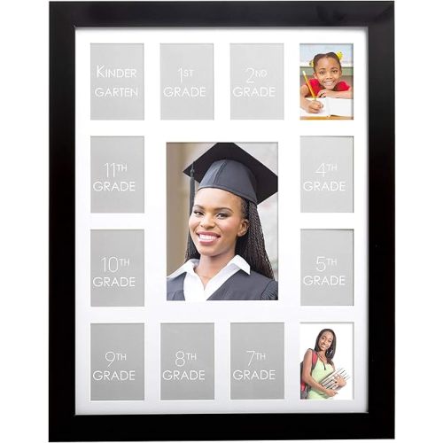 Kate & Milo School Days Frame, Holds 13 Photos k-12, Kindergarten to High School Picture Frame, Graduation Party Decorations, Multi Photo Frames Collage, Large
