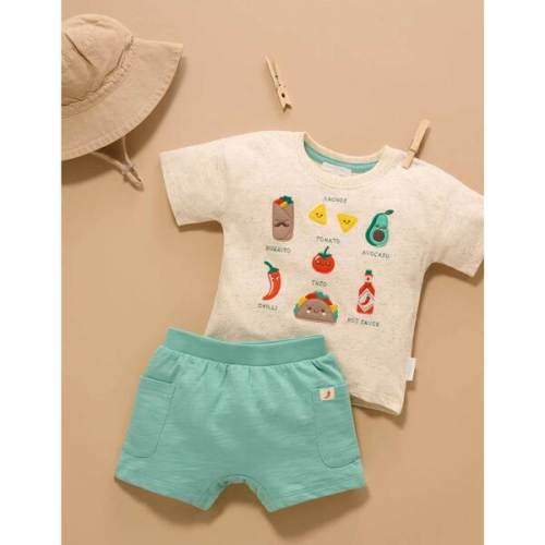 Small Bites Tee & Short Set Iguana - Purebaby | Maisonette