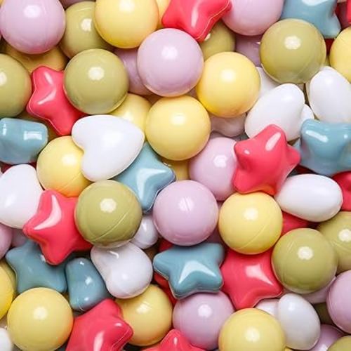 GOGOSO Ball Pit Balls,Plastics Balls for Ball Pit, Stars Hearts Shape for PastelBall for Toddlers Kids