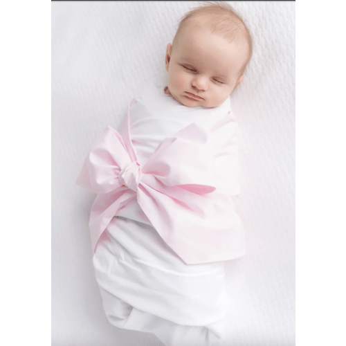 Bow Swaddle ® - Pink Savannah Seersucker