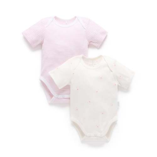 Pink 2 Pack Easy Neck Sort Sleeve Bodysuit - Baby Bodysuits