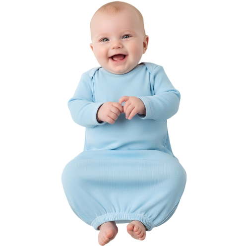 COUVER Long Sleeve Ribbed Cotton Sleeper Layette Light Blue (Infant)