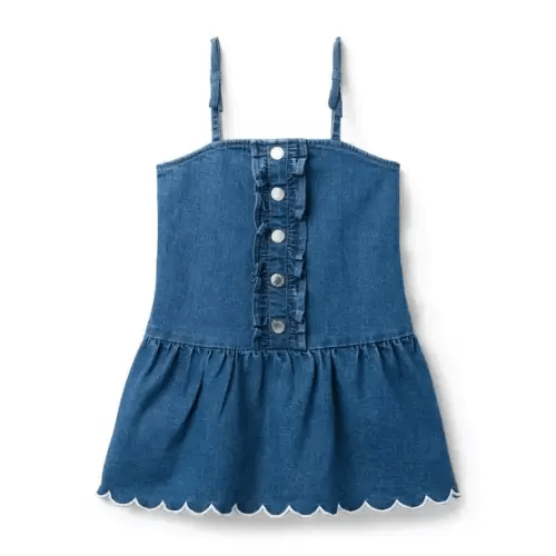 Girl Hailey Medium Wash The Chambray Ruffle Dress by Janie and Jack