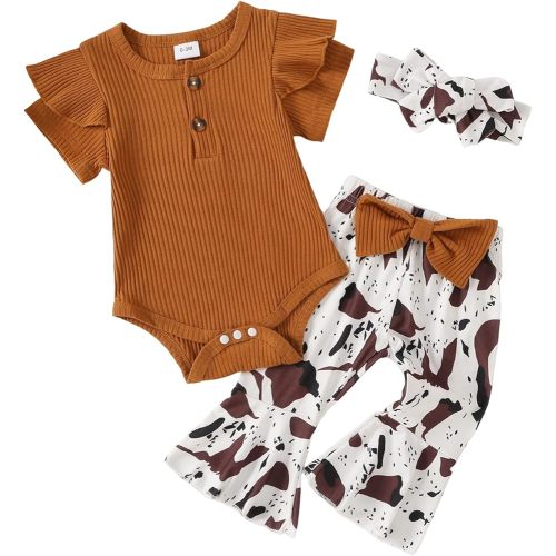 Yvowming Newborn Baby Girl Clothes Infant Ruffle Romper Pants Set Summer Outfits Cute Baby Clothes for Girls
