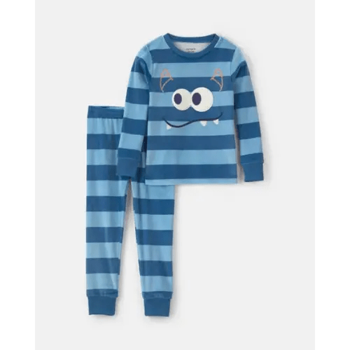 Toddler Boy 2-Piece Monster Striped DreamPlush Snug Fit Pajama Set - Blue | Carter's