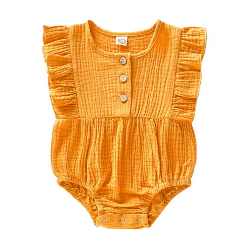 Newborn Baby Girl Romper Ruffle Sleeve Jumpsuit Baby Girl Bodysuit Infant Girl Summer Clothes Yellow 3-6 Months