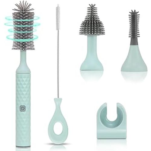 Electric Cleaning Brush Set 4 Piece Multi-Purpose Cleaner Brushes,360° high-Speed Rotation Cleaning,1500mAh,Waterproof IPX65,Perfect Household Cleaning Brushes(Blue)