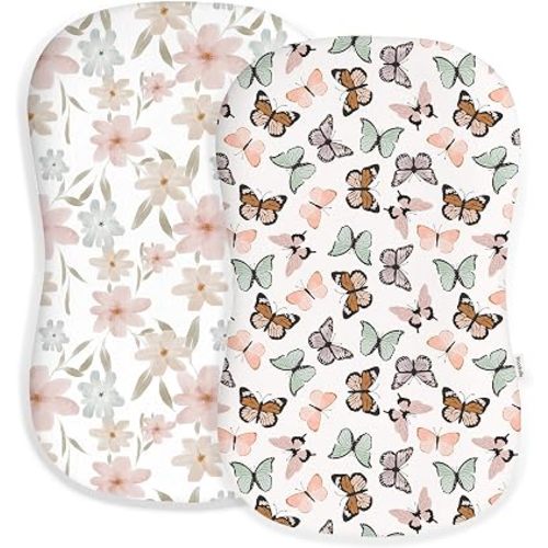 Baby Lounger Cover for Boys and Girls, Soft Breathable Polyester Cover, Fits Most Lounger Pillows, Cute Patterns, Durable and Machine Washable (Butterfly Dance, Envelope)