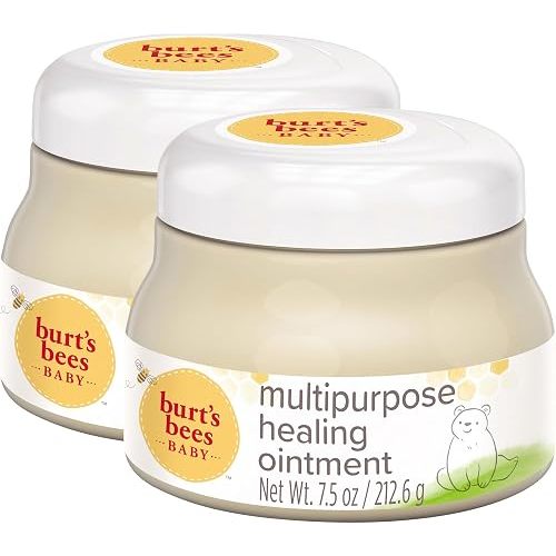 Burt's Bees Baby 100% Natural Origin Multipurpose Healing Ointment, Face & Body Baby Ointment – 7.5 Ounce Tub (Pack of 2)
