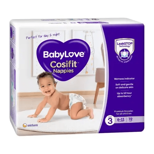Babylove Cosifit Nappies - Jumbo Bag - Crawler - Size 3 - 72 Pack | Baby Bunting AU