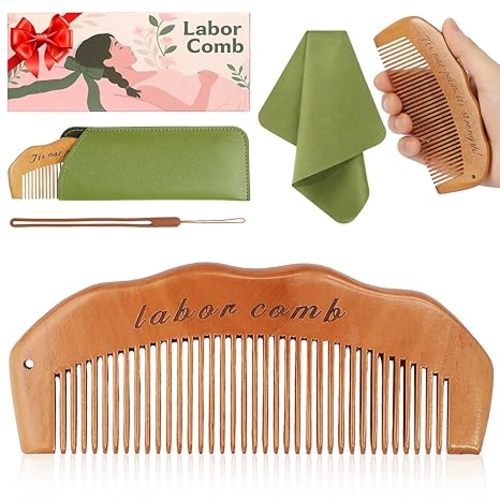 Birth Comb for Labor Pain, Natural Wooden Labor Combs for Women Pregnancy, pregnancy hospital bag essentials＆Delivery Essentials, Baby Comb ＆ Shower Comb for New Mom Gifts
