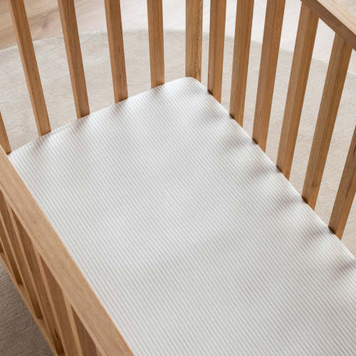 Leo Washed Cotton - Sage Stripe Cot Fitted Sheet