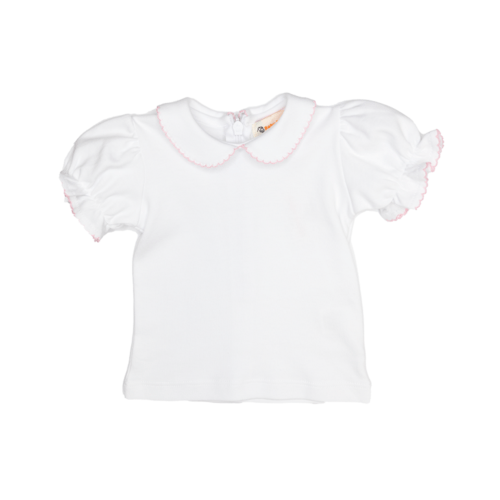 Luigi Short Sleeve Blouse White/Pink - Spoiled Sweet Boutique - Spoiled Sweet Boutique