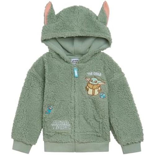 STAR WARS The Mandalorian Grogu Cozy Sherpa Cosplay Hoodie Newborn to Big Kid Sizes (0-3 Months - 14-16)