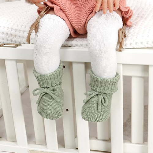 RTKFRFLM Baby Knit Bootie Socks with Bow Toddler Soft Non- Knitted Walking Socks Indoor Floor Socks