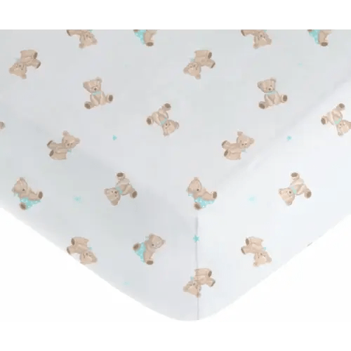 American Baby Company 100% Natural Cotton Fitted Crib Sheet 52" x 28" - Soft, Breathable, Hypoallergenic & Gentle Toddler Bed Sheet, Bear, Neutral for Boys & Girls