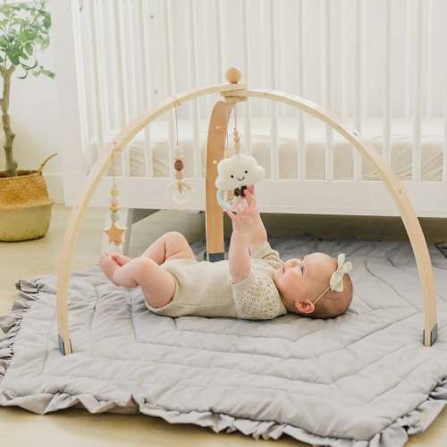Montessori Baby Gym & Hanging Toys Set Wooden Play Gym for Babies