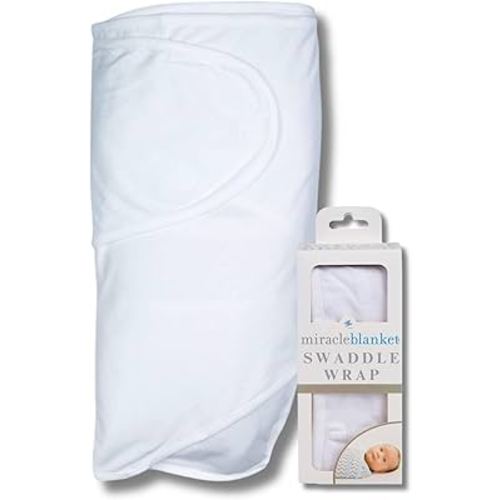 Miracle Blanket Swaddle Wrap – Help Your Newborn Sleep Longer – Soft & Secure Sleep Sack for Infants – Easy-to-Use Swaddling Blanket for a Calm Baby (White)