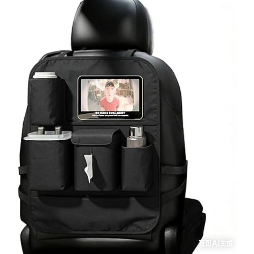 Car Seat Organizers,Multi-functional Back Seat Protectors, Storage Pouches, Child kicking prevention and Tray Holders Kick Mats Back (for Cars, Kids,and Rear Seats) (Black, 1 Pack)