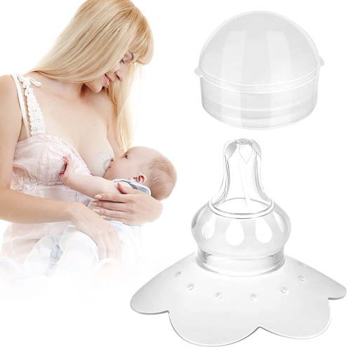 Njide Nipple Shields for Nursing Newborn,Breastfeeding Contact NippleShield for Latch Difficulties or Flat&Inverted Nipples,Soft Silicone with Travel Carrying Case
