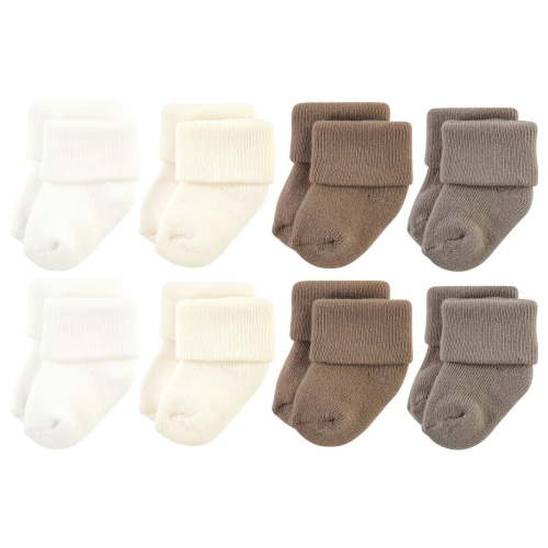 Hudson Baby Cotton Rich Newborn and Terry Socks, Solid Beige Brown, 0-6 Months