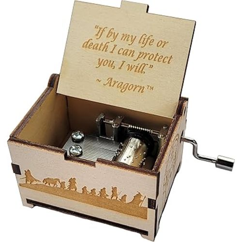 TheLaser'sEdge Lord of the Rings Mini Music Box, with “The Breaking of the Fellowship” song, Gifts for Women, Birthday, Christmas (Aragorn Quote)