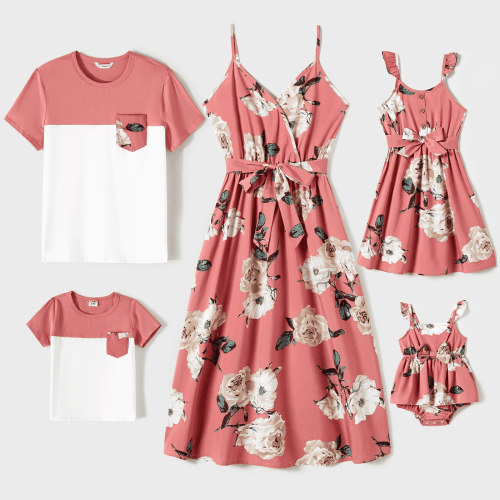 PatPat Baby Girl Clothes Family Matching Mommy and Me Allover Floral Print Baby Romper, Pink, Baby Girl 3-6M