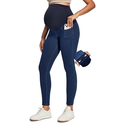 IUGA Stretchy Maternity Jeans Over Belly Skinny High Waisted Maternity Pants for Work with Pockets Comfy Maternity Clothes