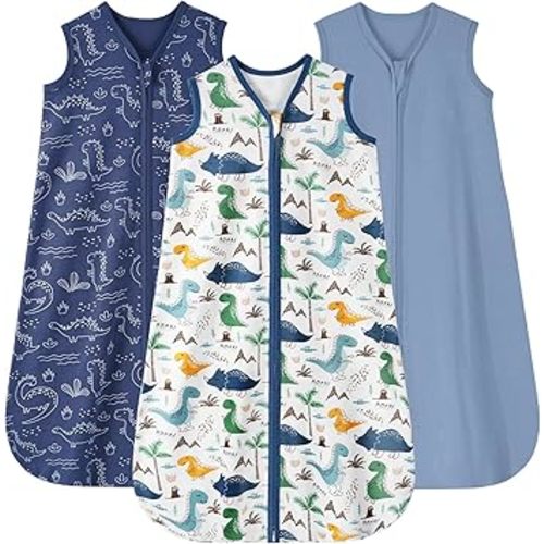 Looxii Baby Sleep Sack 0.5 TOG, 100% Cotton 3 Pack Wearable Blanket Baby Sleep Bag for Newborn Infant, 2-Way Zipper Lightweight Toddler Sleeping Sack 6-12 Months