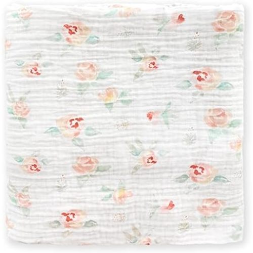 SwaddleDesigns Cotton Muslin Swaddle Blanket, Receiving Blanket for Baby Boys & Girls, Best Registry Gift, 46x46 inches, Watercolor Peachy Pink Floral