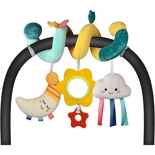 Car Seat Toys Infant Toys 0-6 Months Newborn Toys, Stroller Toys Baby Toys 0-3 Months, Baby Toys 0-6 Months for Crib Mobile Bassinet with Rattles Jingle Mirror Teether for 0 3 6 9 12 Boys Girls Babies
