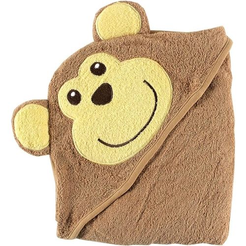 Luvable Friends Unisex Baby Cotton Animal Face Hooded Towel, Monkey, One Size