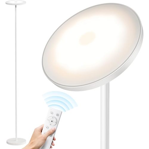 SUNMORY Floor Lamps for Living Room，LED Standing Lamp with Remote Control | 32W/3000LM Super Bright, 69" Tall Floor Lamp with Stepless Dimmable, Modern Torchiere Corner Lamp for Bedroom, Office White