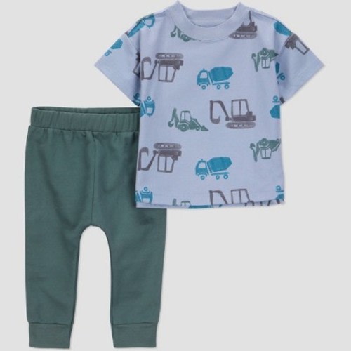 Carter's Just One You® Baby Boys' 2pc Construction Short Sleeve T-Shirt & Jogger Set - Blue 3M