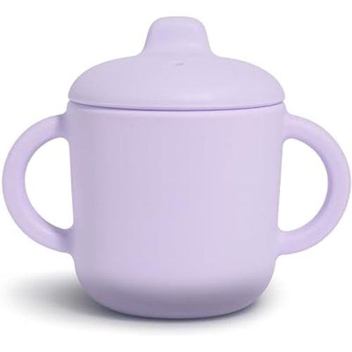 6 Months+ Sippy Cups with Handles,Small Silicone Sippy Cups Leak Proof 5oz,No Spill Sippy cups for Toddlers (Soft Lilac)