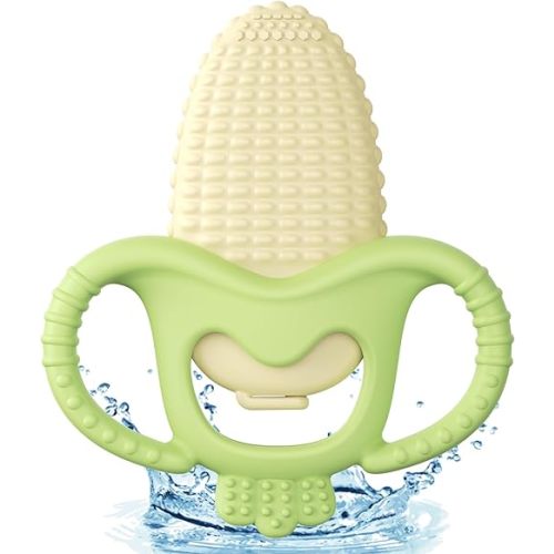 akolik Baby Teething Toys, Baby Frozen Teething Relief, BPA Free Infant Chew Toys Newborn Accessories, Cold Freezer Teethers for Babies 0-3-6-9-12 Months Old Boys Girls(Corn A)