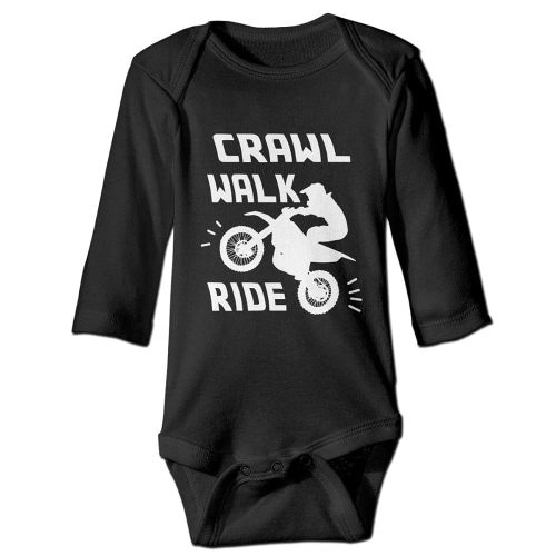 Crawl Walk Ride Dirtbike Toddler Girls Boys Rompers Baby Long Sleeved Jumpsuit Black