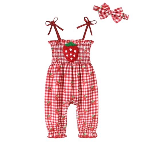 Happy Town Baby Girl Clothes Sleeveless Romper Jumpsuit with Headband Summer Infant Outfits for 0-24 Months
