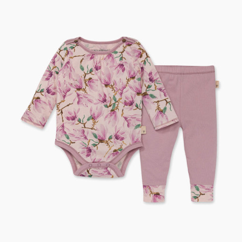 Burt's Bees Baby Bodysuit & Pant Set, 100% Organic Cotton - Magnificent Magnolias, 6-9 Months