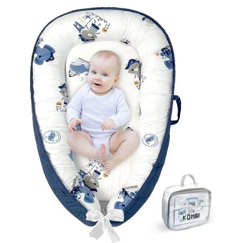 Baby Lounger – Infant Lounger Nest for Newborn 0-24 Months, Organic Cotton Breathable & Soft Baby Nest Cover, Portable Pillow for Tummy Time, Home & Travel, Newborn Essentials & Baby Shower Gift