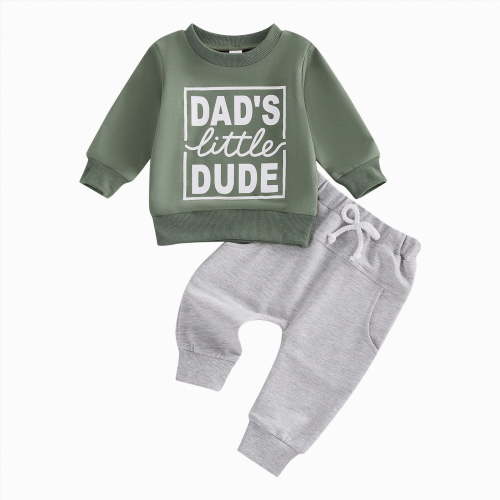 HCNTES Toddler Baby Boy Clothes 6 12 18 24 Months Fall Outfits Long Sleeves Sweatshirt Tops Pants Set 1-5T(3-6 Months,Green&d2)